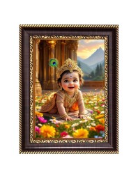Baby Krishna Digital Print Photo 12.7x14.7 inches (I6109) - Vibrant Religious Wall Art for Home or Office Decor.