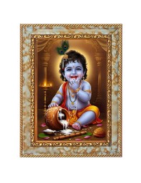 Lord Baby Krishna Digital Print Photo 8.7x10.7 inches (I6014) - Vibrant Religious Wall Art for Home or Office Decor.