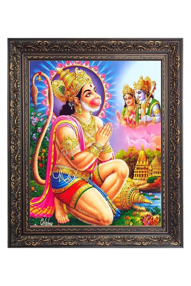 Sri hanuman Big Photo Frame - 16x20 Inches for Home & Office Decoration