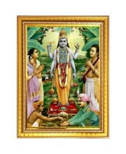 SRI SATYANARAYANA Photo Frame - 10x14 Inches, Brown Wooden Frame for Home, Office & Temple Decoration
