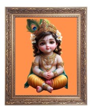 baby Krishna laddu Gopal Big Photo Frame - 16x20 Inches for Home & Office Decoration