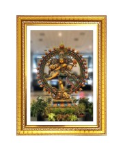 Lord nataraja Photo Frame - 10x14 Inches, Brown Wooden Frame for Home, Office & Temple Decoration