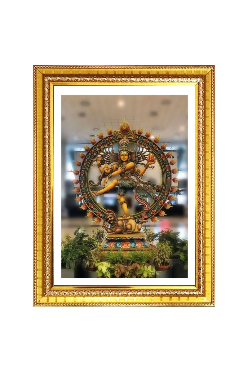 Lord nataraja Photo Frame - 12x16 Inches, Brown Wooden Frame for Home, Office & Temple Decoration