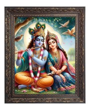 Sri Krishna with Sri Radha Big Photo Frame - 20x24 Inches for Home & Office Decoration
