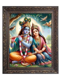 Sri Krishna with Sri Radha Big Photo Frame - 20x24 Inches for Home & Office Decoration