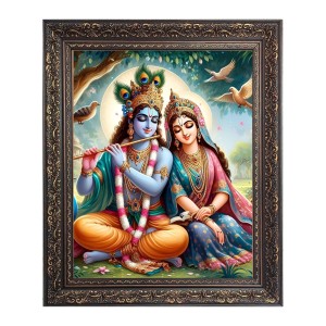 Sri Krishna with Sri Radha Big Photo Frame - 20x24 Inches for Home & Office Decoration