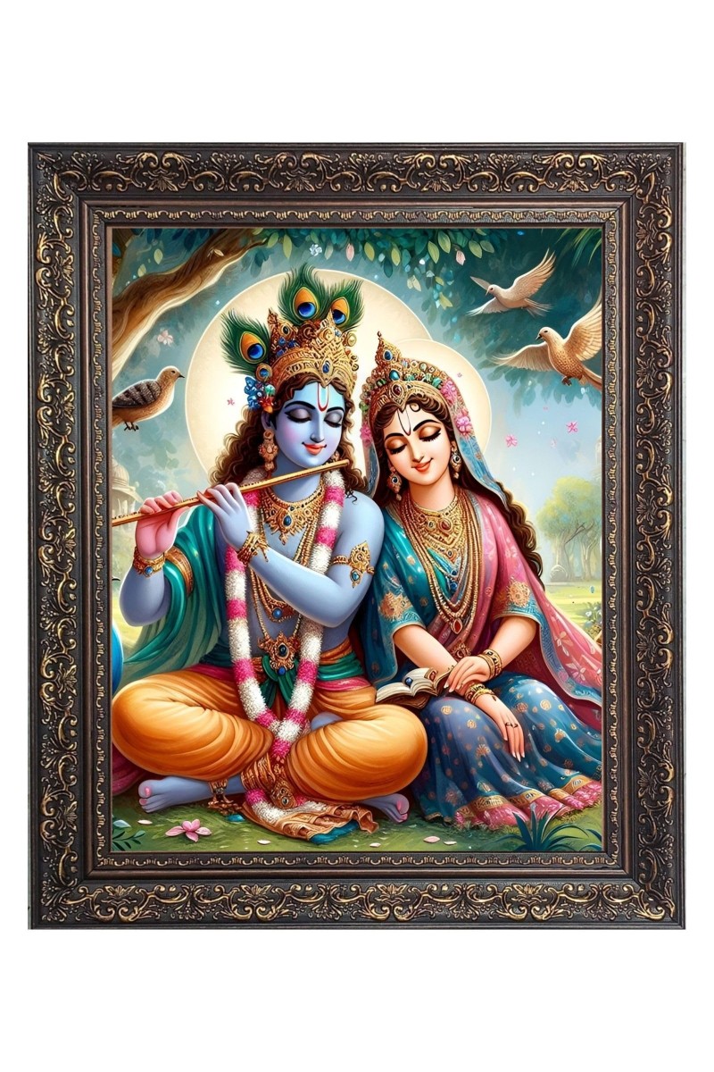 Sri Krishna with Sri Radha Big Photo Frame - 16x20 Inches for Home & Office Decoration