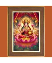 Goddess Lakshmi Photo Frame - 10x14 Inches, Brown Wooden Frame for Home, Office & Temple Decoration