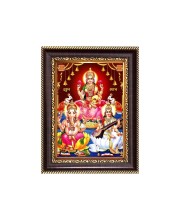 Sri Maa Lakshmi, Sri Ganeshji and Sri Maa Saraswati Digital Print Photo 6.7x8.7 inches - Vibrant Religious Wall Art for Home, Office and Temple Decor.