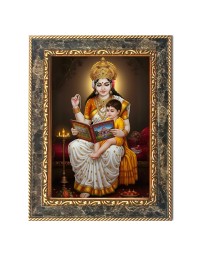 Maa Saraswati Digital Print Photo 6.7x8.7 inches - Vibrant Religious Wall Art for Home or Office Decor.