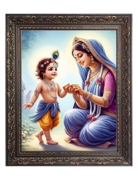 Maa Yoshada with Baby Krisha Big Photo Frame - 18x22 Inches for Home & Office Decoration