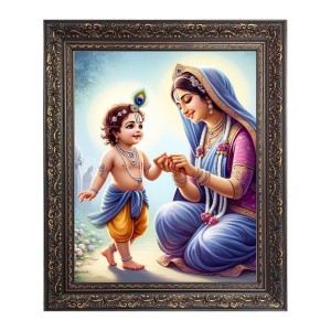 Maa Yoshada with Baby Krisha Big Photo Frame - 20x24 Inches for Home & Office Decoration