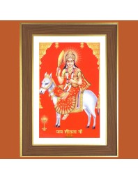 Sheetala Mata Photo Frame - 12x16 Inches, Brown Wooden Frame for Home, Office & Temple decoration