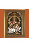 Goddess Saraswati Photo Frame - 12x16 Inches, Brown Wooden Frame for Home, Office & Temple Decoration