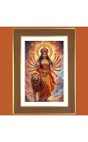 Durga Maa Photo Frame - 10x14 Inches, Brown Wooden Frame for Home, Office & Temple decoration