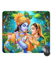 Customized Radha Krishna Picture Sublimation Mouse Pad | 8 X 7.5 Inch | Smooth Cloth Surface | Non-Slip Rubber Base | Personalized Mousepad for Laptop & Desktop (F17223)