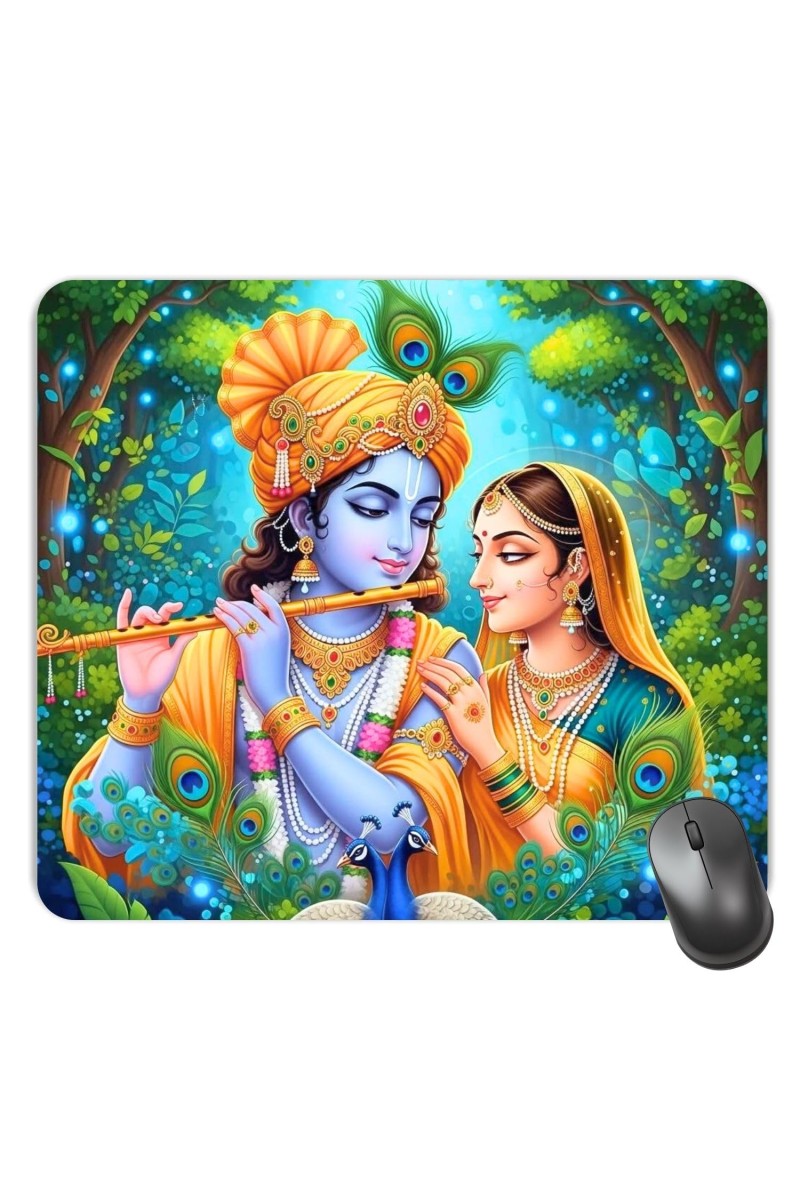 Customized Radha Krishna Picture Sublimation Mouse Pad | 8 X 7.5 Inch | Smooth Cloth Surface | Non-Slip Rubber Base | Personalized Mousepad for Laptop & Desktop (F17223)
