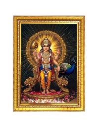 Lord murugan Photo Frame - 10x14 Inches, Brown Wooden Frame for Home, Office & Temple Decoration