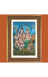 Lord Shiva Parivar Photo Frame - 10x14 Inches, Brown Wooden Frame for Home, Office & Temple Decoration