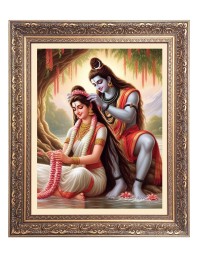 Lord Shiv & Maa Parbati Big Photo Frame - 18x22 Inches for Home & Office Decoration