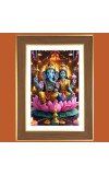 Lord Ganesha Lakshmi Photo Frame - 10x14 Inches, Brown Wooden Frame for Home, Office & Temple decoration