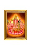 Maha ganapathi Photo Frame - 12x16 Inches, Brown Wooden Frame for Home, Office & Temple Decoration