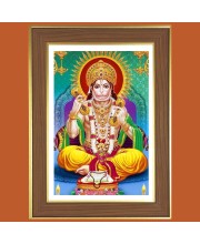 Lord Hanuman ji Photo Frame - 10x14 Inches, Brown Wooden Frame for Home, Office & Temple Decoration