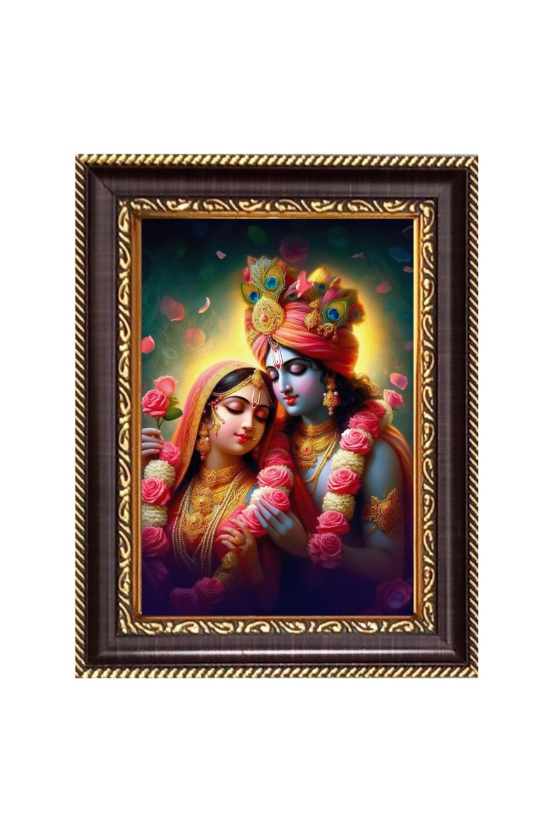 Shree Radha Krishna Digital Print Photo 6.7x8.7 inches - Vibrant Religious Wall Art for Home or Office Decor.