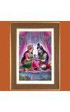 Lord Shiva and Parvathi Photo Frame - 14x18 Inches, Brown Wooden Frame for Home, Office & Temple Decoration