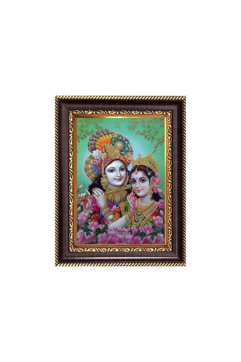 Sri krishana and Sri Radaha Digital Print Photo 6.7x8.7 inches - Vibrant Religious Wall Art for Home or Office Decor.