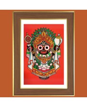 God Jagannath Photo Frame - 10x14 Inches, Brown Wooden Frame for Home, Office & Temple Decoration