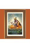Radha krishna with flute Photo Frame - 12x16 Inches, Brown Wooden Frame for Home, Office & Temple Decoration