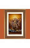 Goddess Badra Kali Photo Frame - 10x14 Inches, Brown Wooden Frame for Home, Office & Temple Decoration