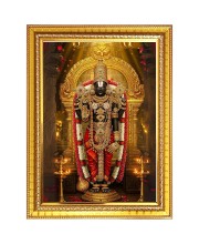 Lord sri venkateshwara swamy Photo Frame - 10x14 Inches, Brown Wooden Frame for Home, Office & Temple Decoration