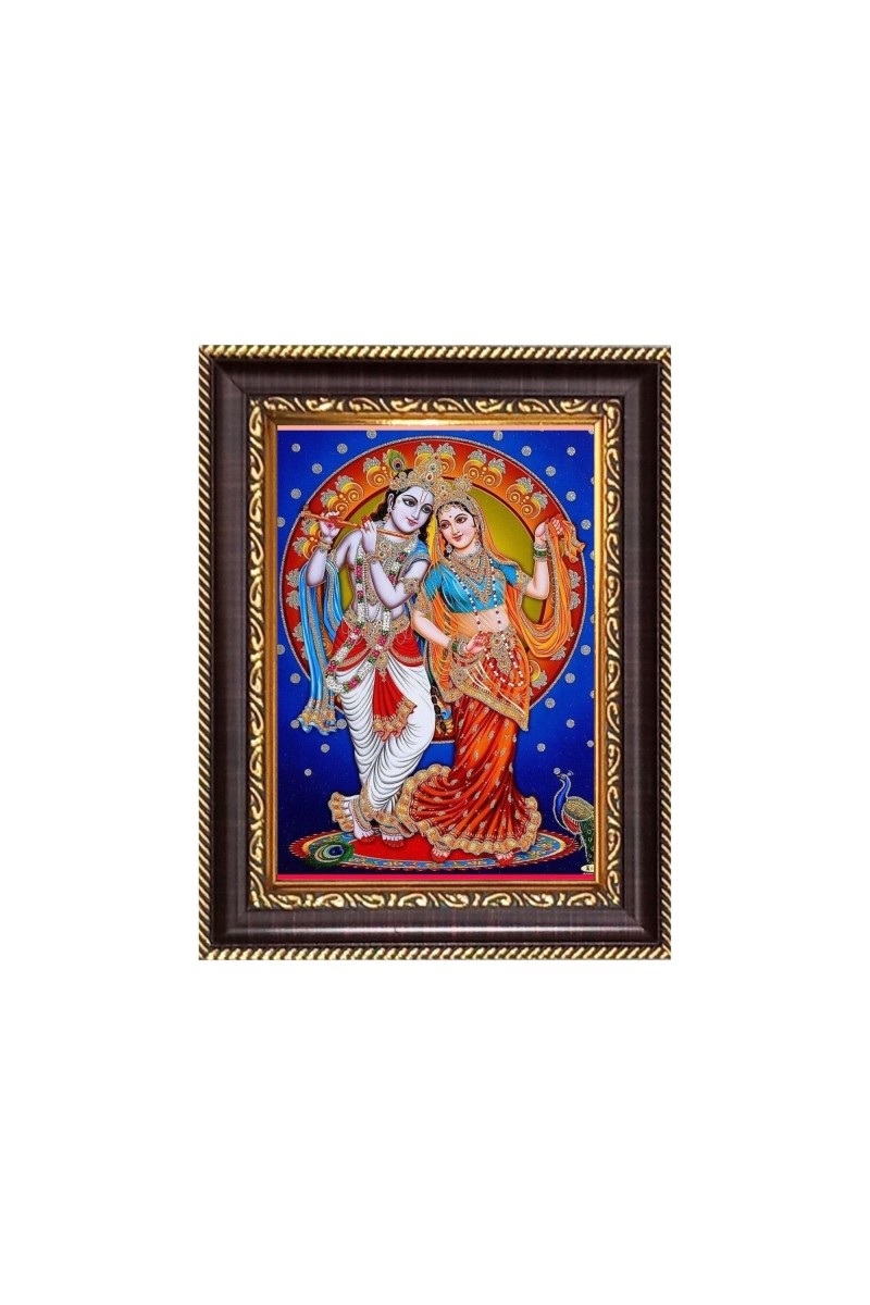 Sri Krishna and Sri Radha Digital Print Photo 6.7x8.7 inches - Vibrant Religious Wall Art for Home or Office Decor.