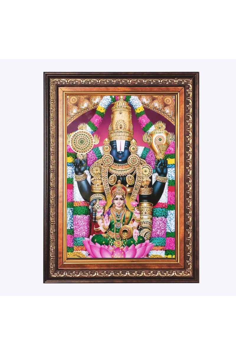 Sri Venkateswara Swamy Color Photo 10x14 Inch - Vibrant Religious Wall Art for Home or Office Decor.