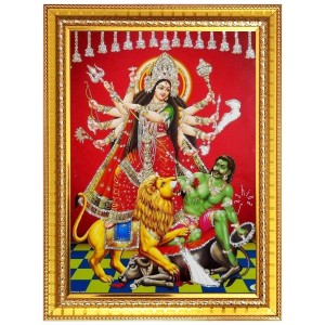 Mahishasura mardhini Photo Frame - 14x18 Inches, Brown Wooden Frame for Home, Office & Temple Decoration Mahishasura mardhini Photo Frame - 14x18 Inches, Brown Wooden Frame for Home, Office & Temple Decoration
