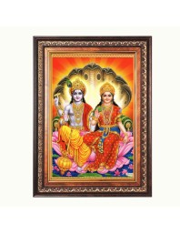 Sri Lakshmi Narayana Color Photo 10x14 Inch - Vibrant Religious Wall Art for Home or Office Decor.