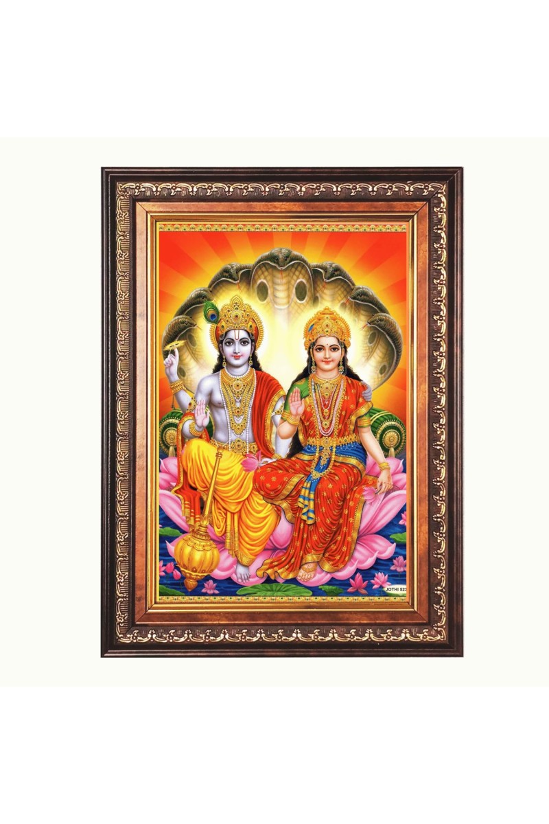 Sri Lakshmi Narayana Color Photo 8x12 Inch - Vibrant Religious Wall Art for Home or Office Decor.