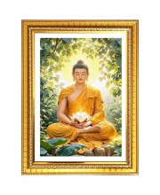 SereneBuddha Photo Frame - 12x16 Inches, Brown Wooden Frame for Home, Office & Temple Decoration