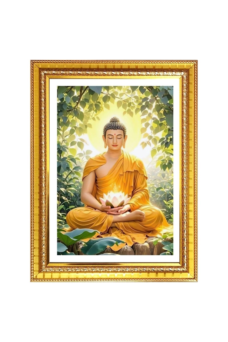 SereneBuddha Photo Frame - 12x16 Inches, Brown Wooden Frame for Home, Office & Temple Decoration
