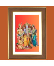 Lord Sri Rama Photo Frame - 10x14 Inches, Brown Wooden Frame for Home, Office & Temple Decoration