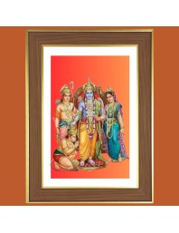 Lord Sri Rama Photo Frame - 14x18 Inches, Brown Wooden Frame for Home, Office & Temple Decoration