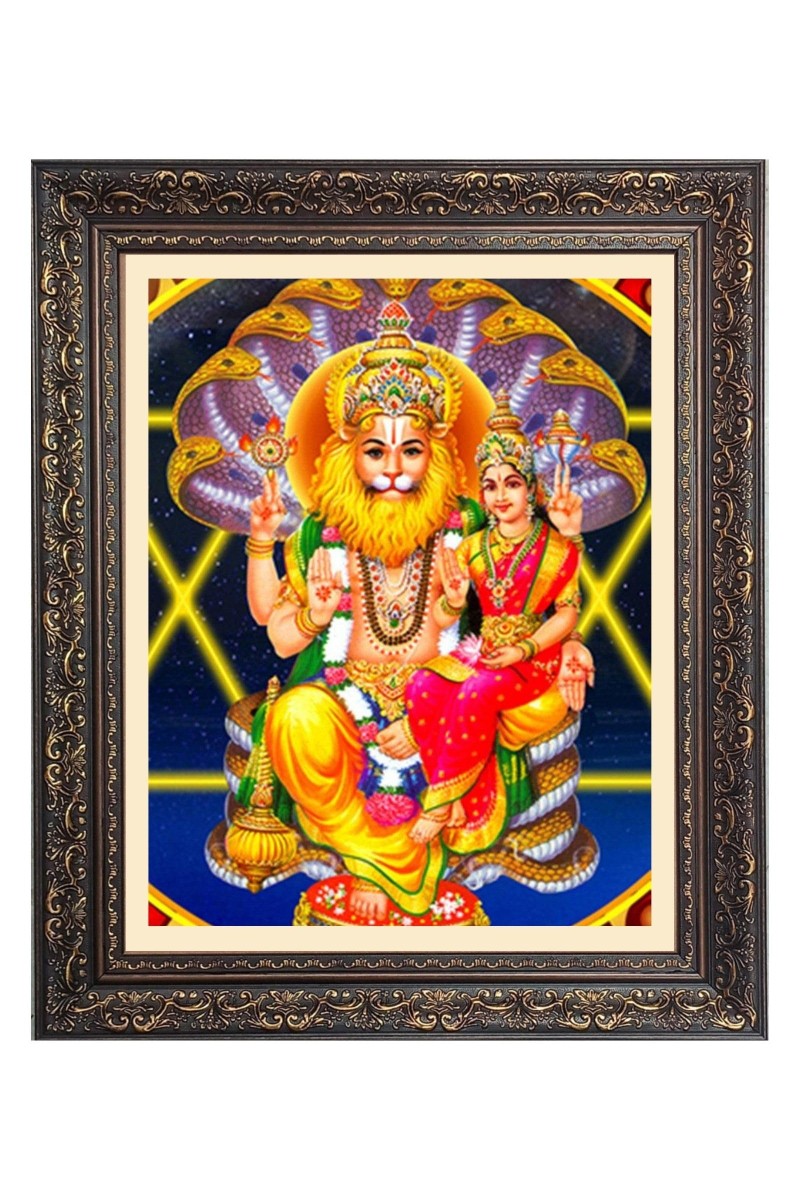 God Sri Lakshmi Narasimha Big Photo Frame - 20x24 Inches for Home & Office Decoration