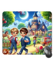 Customized Cartoon Girls and Boys Picture Sublimation Mouse Pad | 8 X 7.5 Inch | Smooth Cloth Surface | Non-Slip Rubber Base | Personalized Mousepad for Laptop & Desktop (F17401)