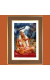Swami Prabhupada Photo Frame - 14x18 Inches, Brown Wooden Frame for Home, Office & Temple Decoration