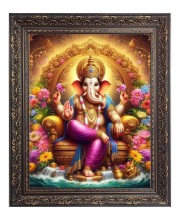 Lord Ganesh Big Photo Frame - 16x20 Inches for Home & Office Decoration