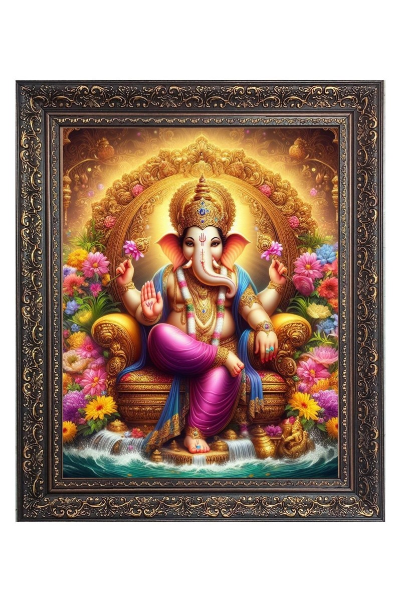 Lord Ganesh Big Photo Frame - 16x20 Inches for Home & Office Decoration