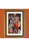 Lord shiva and parvathi with ganesha Photo Frame - 10x14 Inches, Brown Wooden Frame for Home, Office & Temple Decoration