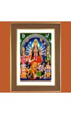 Goddess Durga Maa Photo Frame - 10x14 Inches, Brown Wooden Frame for Home, Office & Temple Decoration